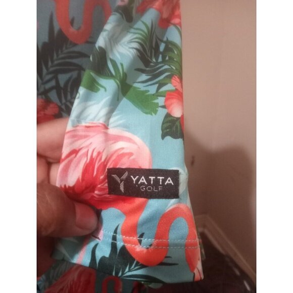 YATTA Golf Vibrant Floral Flamingo AOP Performance Golf Polo Mens 2XL Stretch - Picture 3 of 12
